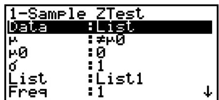 CASIO GRAPH 75+ E - - Test z à 1 échantillon - 1