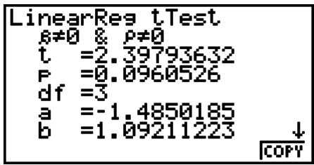 CASIO GRAPH 75+ E - - Test t à régression linéaire - 2