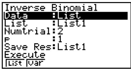 CASIO GRAPH 75+ E - - Loi binomiale cumulative inverse - 1