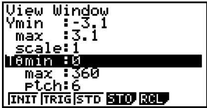 CASIO GRAPH 75+ E - Paramètres des coordonnées polaires - 2
