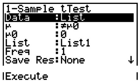 CASIO GRAPH 75+ E - - Test t à 1 échantillon - 1