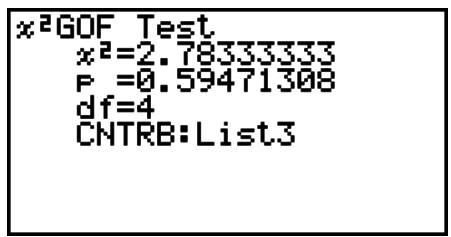 CASIO GRAPH 75+ E - - Test ^2 de précision de l'ajustement à une entrée (« GOF » ou « one-way ») - 2