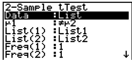 CASIO GRAPH 75+ E - - Test t à 2 échantillons - 1