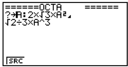 CASIO GRAPH 75+ E - Exemple rechercher la lecture « a » dans le programme nommé OCTA - 3