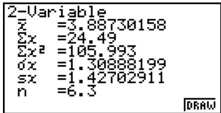 CASIO GRAPH 75+ E - Affichage des résultats du calcul d'un graphe à variable double - 1