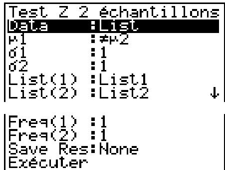 CASIO GRAPH 90 E - - Test z à 2 échantillons - 1