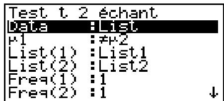 CASIO GRAPH 90 E - - Test t à 2 échantillons - 1