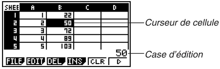 CASIO GRAPH 90 E - Déplacement du curseur de cellule - 1