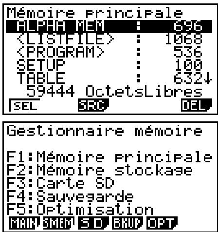 CASIO GRAPH 90 E - Utilisation du gestionnaire de mémoire - 1