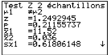 CASIO GRAPH 90 E - - Test z à 2 échantillons - 3