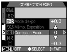 NIKON COOLPIX 4300 - - Modifier la correction d'exposition à partir d'un menu: correction expo — - 1