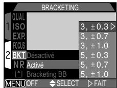 NIKON COOLPIX 4300 - Restrictions sur l'utilisation du bracketing - 1