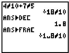 TEXAS INSTRUMENTS GALAXY 9 - Conversion des fractions simples et des nombres entiers avec une fraction b/c o a. b/c - 3