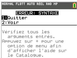 TEXAS INSTRUMENTS TI-83 PREMIUM CE - Diagnostic d'une erreur - 1