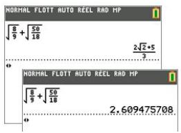 TEXAS INSTRUMENTS TI-83 PREMIUM CE - Permutation entre les formats de résultat - mode AUTO - 1