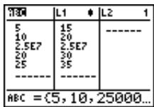 TEXAS INSTRUMENTS 82 - Contextes de l'éditeur de liste des statistiques - 1