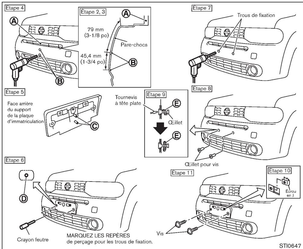 NISSAN CUBE - Installation de la PLAQUE d'immaticulation frontale - 1