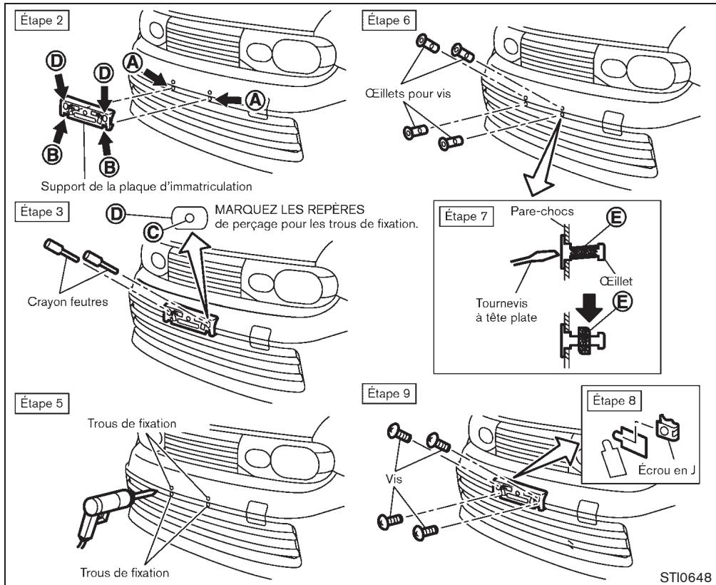 NISSAN CUBE - Installation de la PLAQUE d'immaticulation frontale - 2