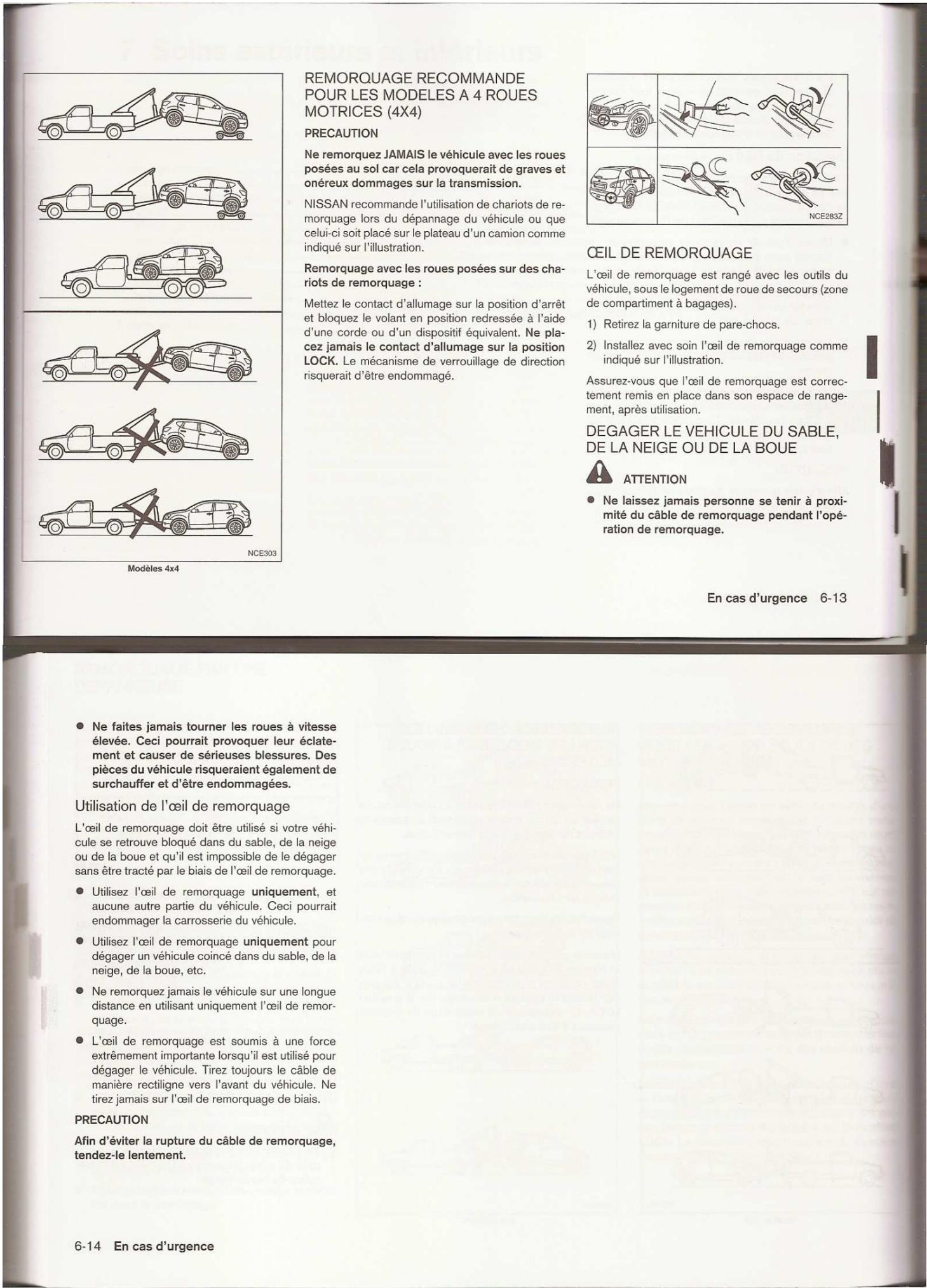 NISSAN QASHQAI - Remorquage recommande pour les modeles a 2 ROUES motrices (4X2) - 1