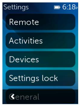 LOGITECH HARMONY ELITE - Menu paramètres - 1