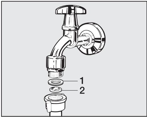 MIELE WDA 100 - Nettoyer le filtre du tuyau d'arrivée d'eau - 1