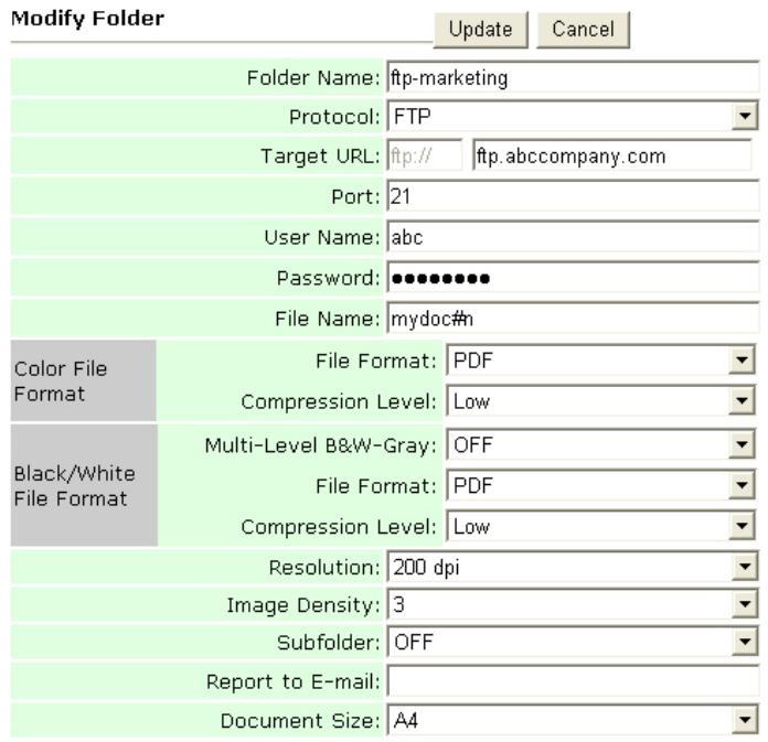 RICOH AFICIO MP C2051 - Pour modifier un dossier actuel, - 1
