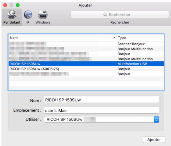 RICOH SP 150 - Installation du programme de pilote sans fil sur un système mac OS - 1