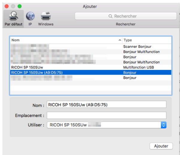 RICOH SP 150 - Sélectionnez l'imprimante à installer et cliquez sur « ajouter - 1