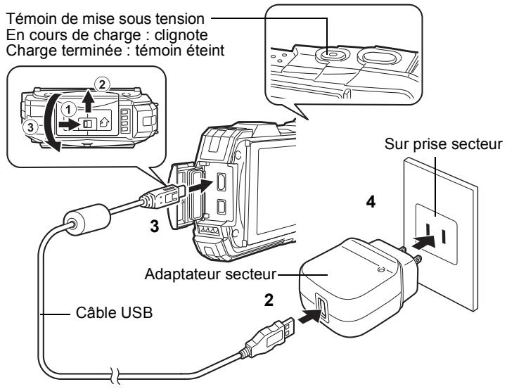 RICOH WG-30, WG-30W - Charge de la batterie - 1