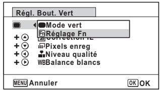 RICOH WG-30, WG-30W - Attribution des fonctions fréquemment utilisées au bouton de navigation (réglage fn) - 1