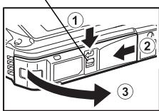 RICOH WG-30, WG-30W - Installation de la batterie - 1
