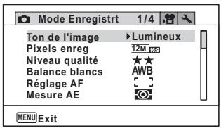 RICOH WG-30,  WG-30W - Menu [mode enregistrement] - 1