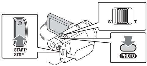 SONY FDR-AX53 - Ouvrez l'écran LCD et appuyez sur start/stop pour commencer à enregistrer. - 1