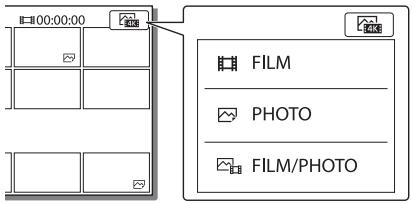 SONY FDR-AX53 - Pour passer des films aux photos et inversement (visual index) - 1