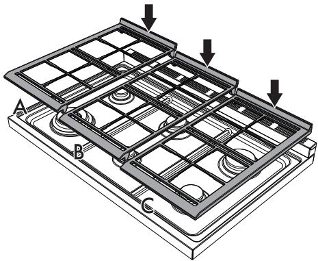 SMEG CPF9GMYW - Position correcte des grilles du plan de cuisson - 1