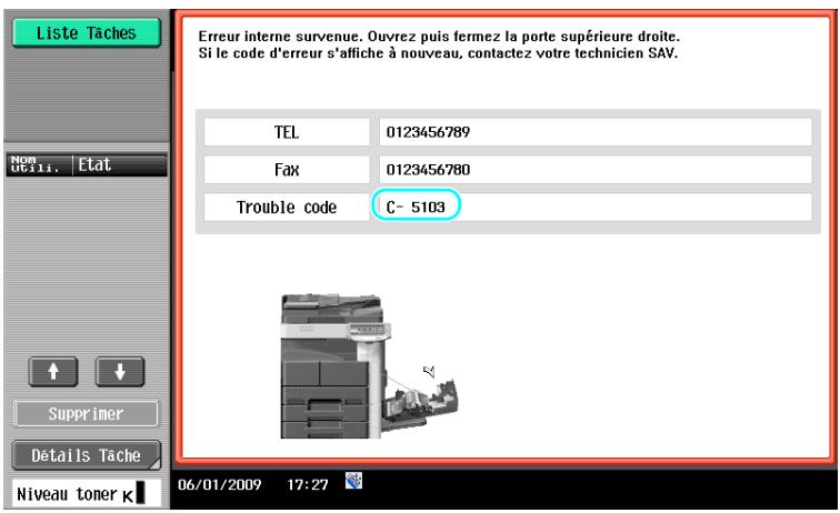 KONICA MINOLTA BUSINESS HUB 223 & BIZHUB 223 - Pourquoi un message d'erreur est-il apparu ? - 1