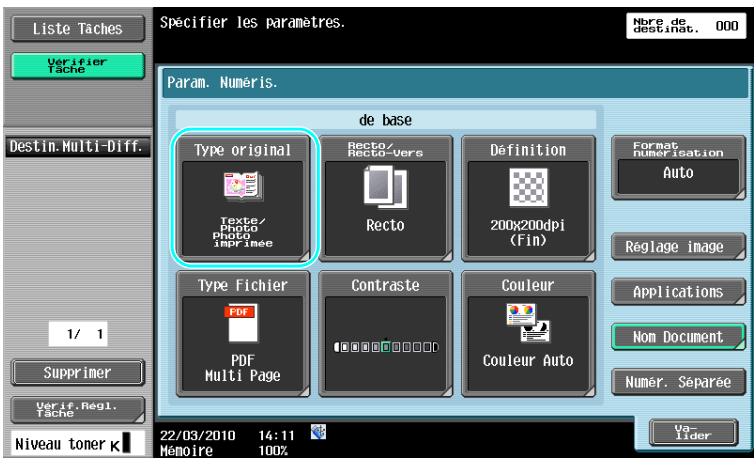 KONICA MINOLTA BUSINESS HUB 223 & BIZHUB 223 - Sélectionner un réglage de type d'original - 3