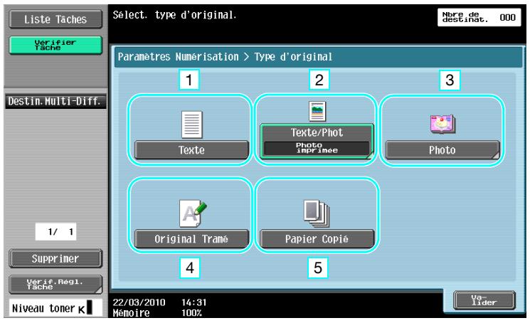 KONICA MINOLTA BUSINESS HUB 223 & BIZHUB 223 - Sélectionner un réglage de type d'original - 5