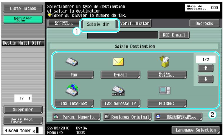 KONICA MINOLTA BUSINESS HUB 223 & BIZHUB 223 - Sélectionner la destination. - 2