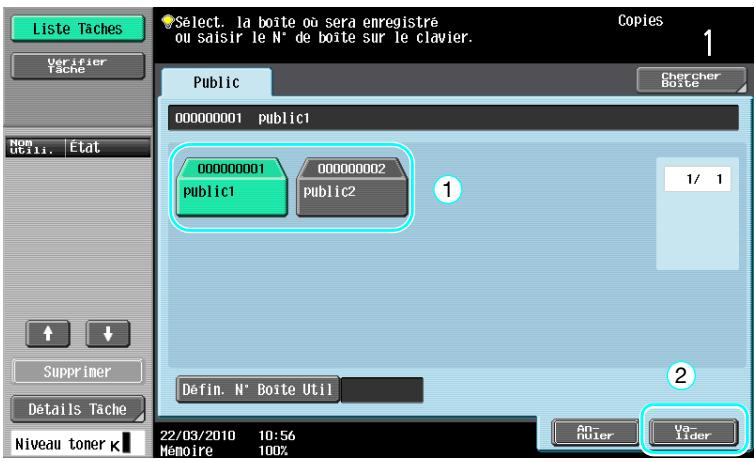 KONICA MINOLTA BUSINESS HUB 223 & BIZHUB 223 - Sélectionner la boîte où le document doit être enregistré. - 3