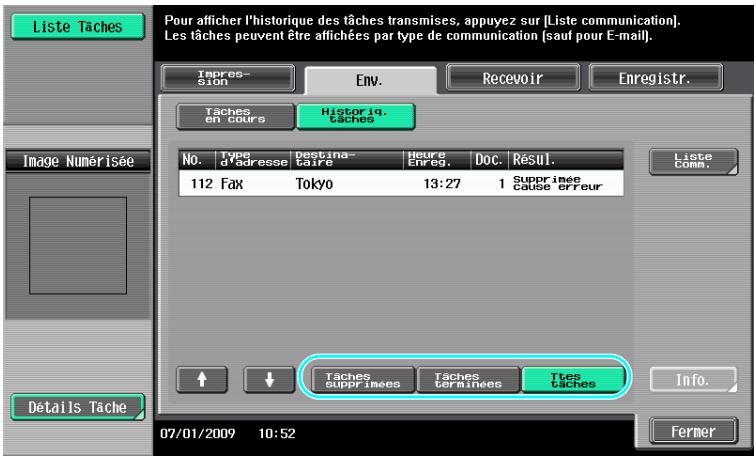 KONICA MINOLTA BUSINESS HUB 223 & BIZHUB 223 - Listes tâches en cours/historique tâches - 5