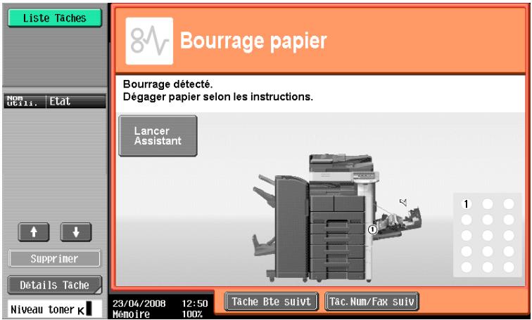KONICA MINOLTA BUSINESS HUB 223 & BIZHUB 223 - Pourquoi le message de bourrage reste-il affiché ? - 1