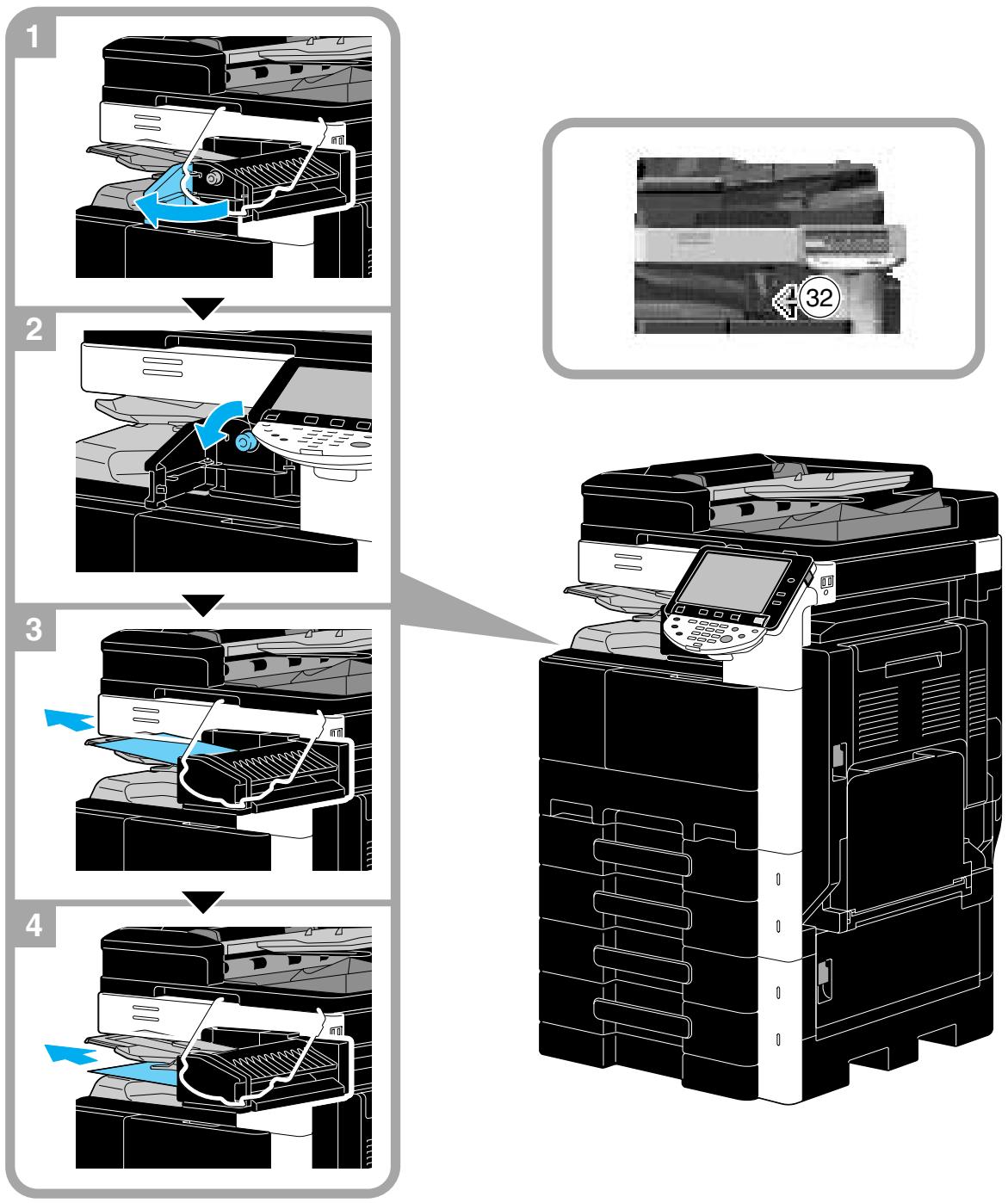 KONICA MINOLTA BUSINESS HUB 223 & BIZHUB 223 - Dégagement de bourages papier (séparateur de tâches js-505) - 1