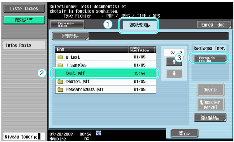 KONICA MINOLTA BUSINESS HUB 223 & BIZHUB 223 - Enregistrer un document stocké en mémoire externe dans une boîte utilisateur - 4