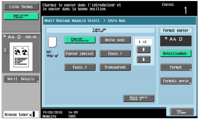 KONICA MINOLTA BUSINESS HUB 223 & BIZHUB 223 - Spécifier le type et le format de papier. - 1