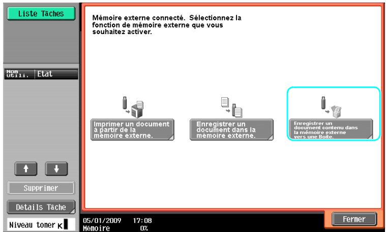 KONICA MINOLTA BUSINESS HUB 223 & BIZHUB 223 - Enregistrer un document stocké en mémoire externe dans une boîte utilisateur - 1