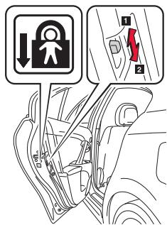 TOYOTA AVENSIS - Sécurité enfants : verrouillage des portes arrêtées - 1
