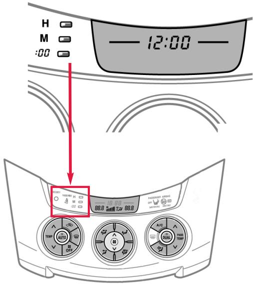 TOYOTA RAV4 - Configuration de l'affichage pour accéder au réglage de l'heure - 1