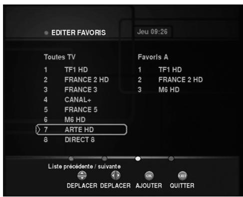 METRONIC TNT SAT - Modifier une liste de chaînes favorites : - 1