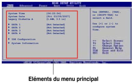 ASUS P5KC - Éléments de menu - 1
